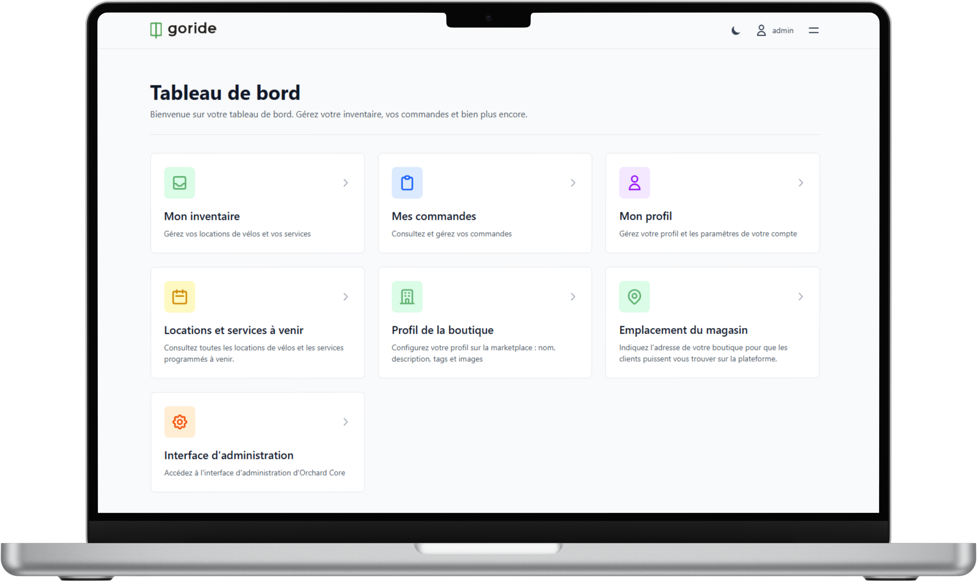 Tableau de bord GoRide